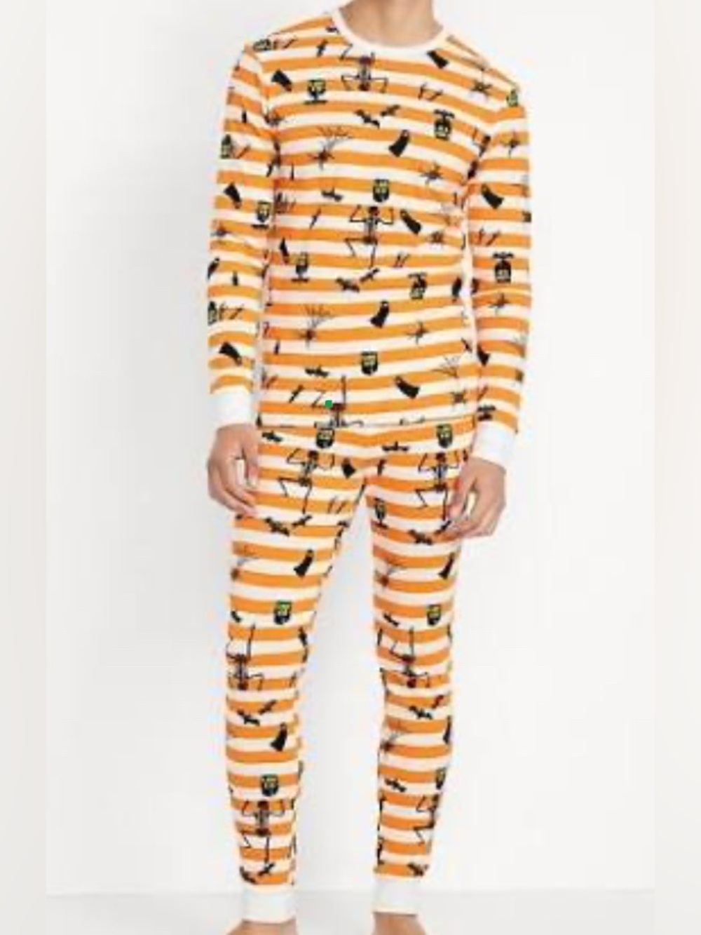 Old Navy Orange and White Striped Halloween Pajama Set